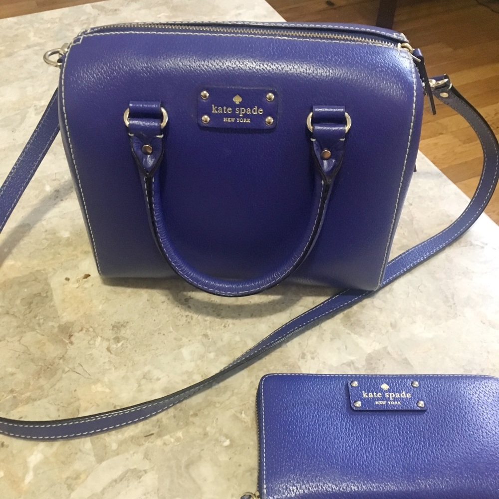 Kate Spade blue Wellesley dome speedy bag